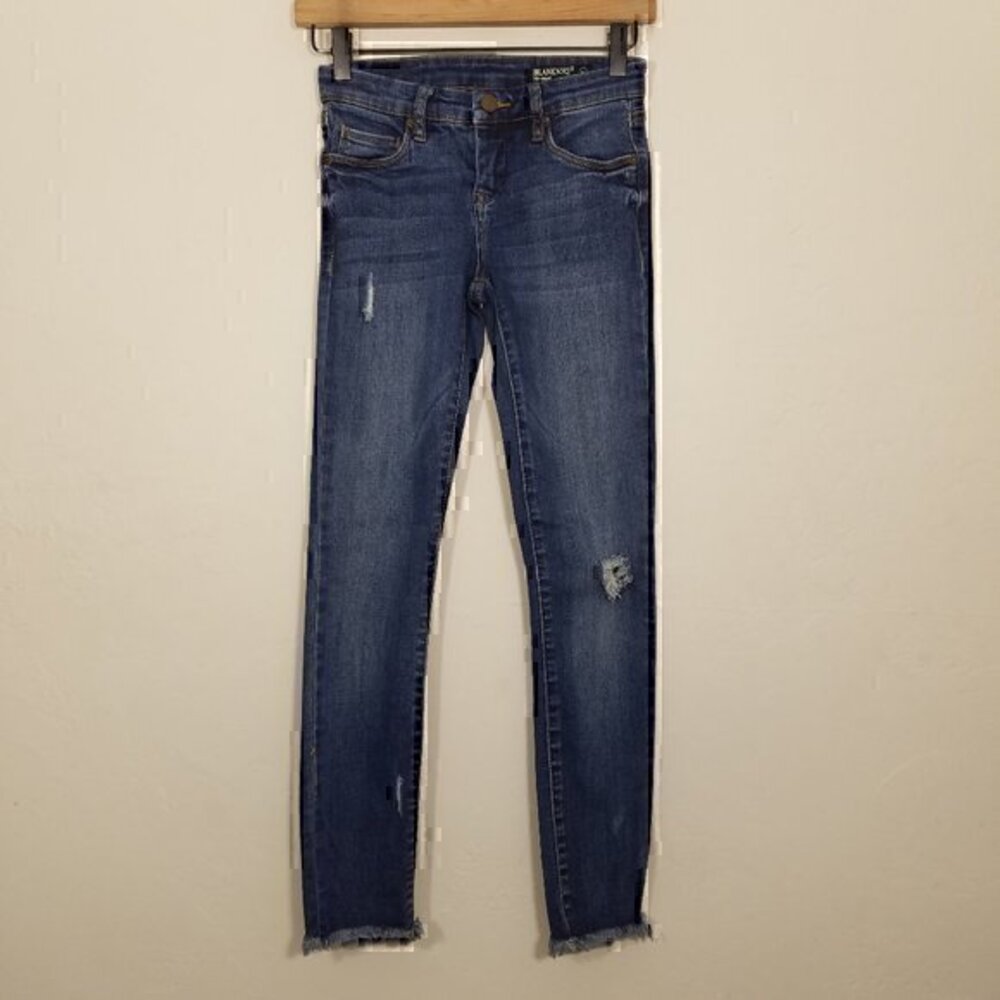 Blank NYC Crop Skinny Distressed Jeans Raw Hem Blue Size 25